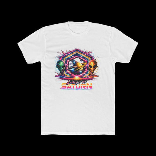 Lets Go to Saturn Retro Space T-Shirt — Neon Saturn Graphic Tee