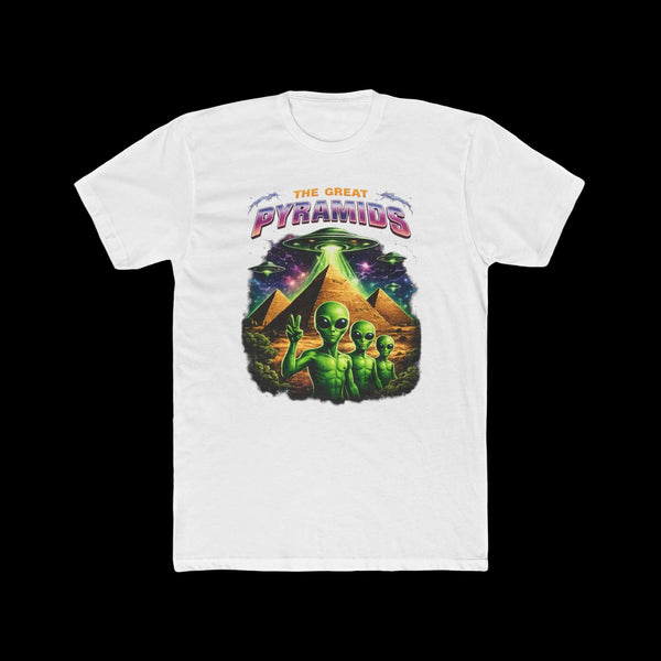 Alien Pyramids Graphic Tee — "The Great Pyramids" Retro Sci‑Fi T-Shirt