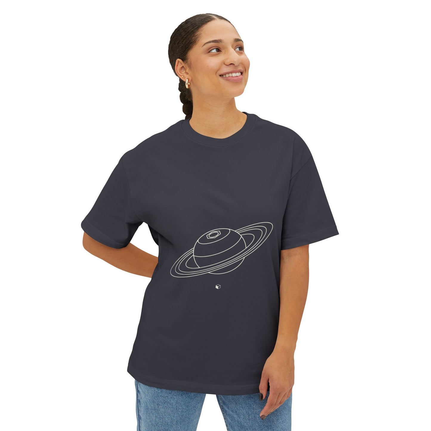 Saturn's Hexagon Unisex Oversized Boxy Tee