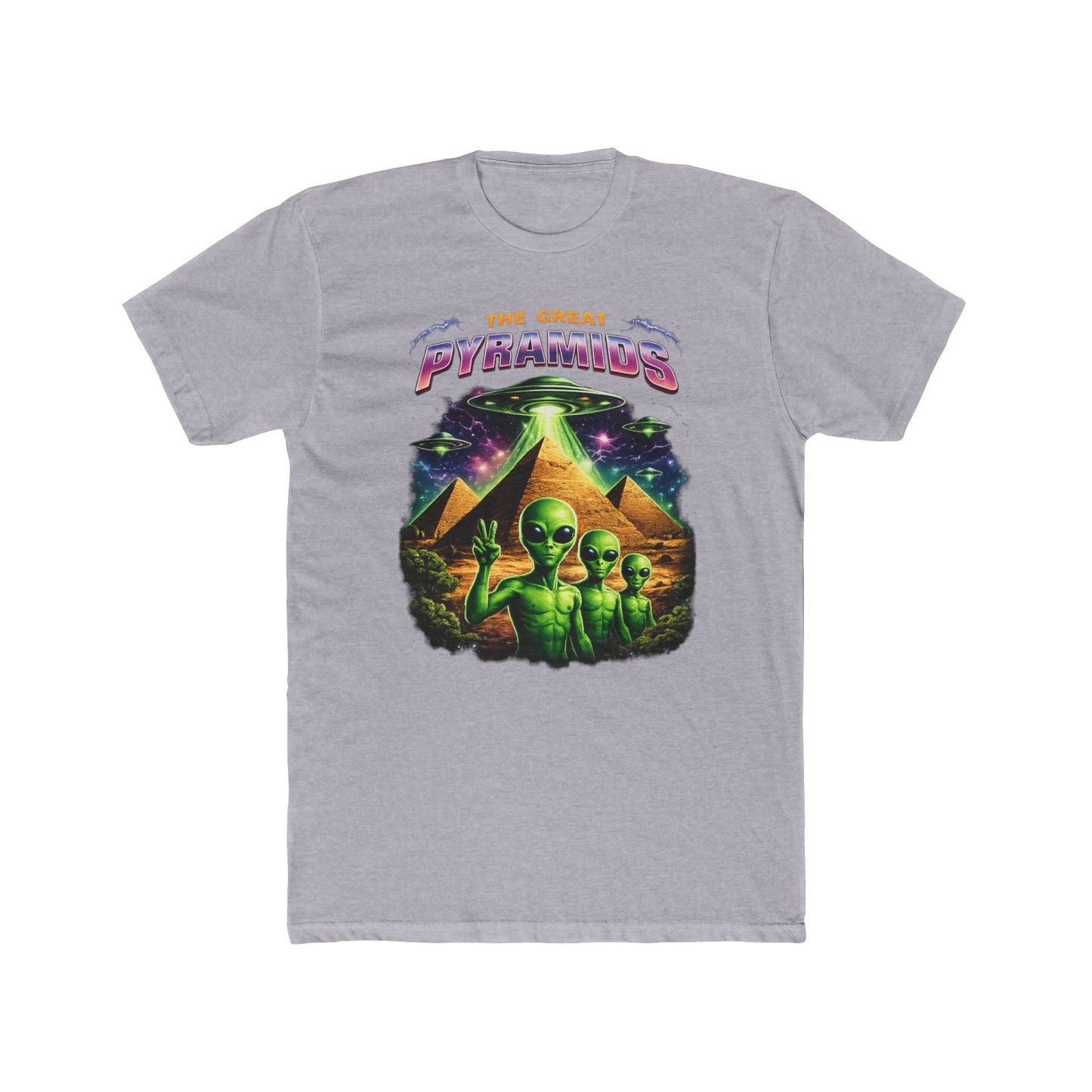 Alien Pyramids Graphic Tee — "The Great Pyramids" Retro Sci‑Fi T-Shirt