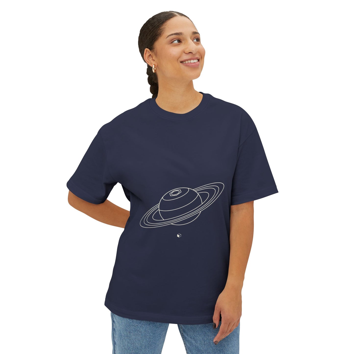 Saturn's Hexagon Unisex Oversized Boxy Tee