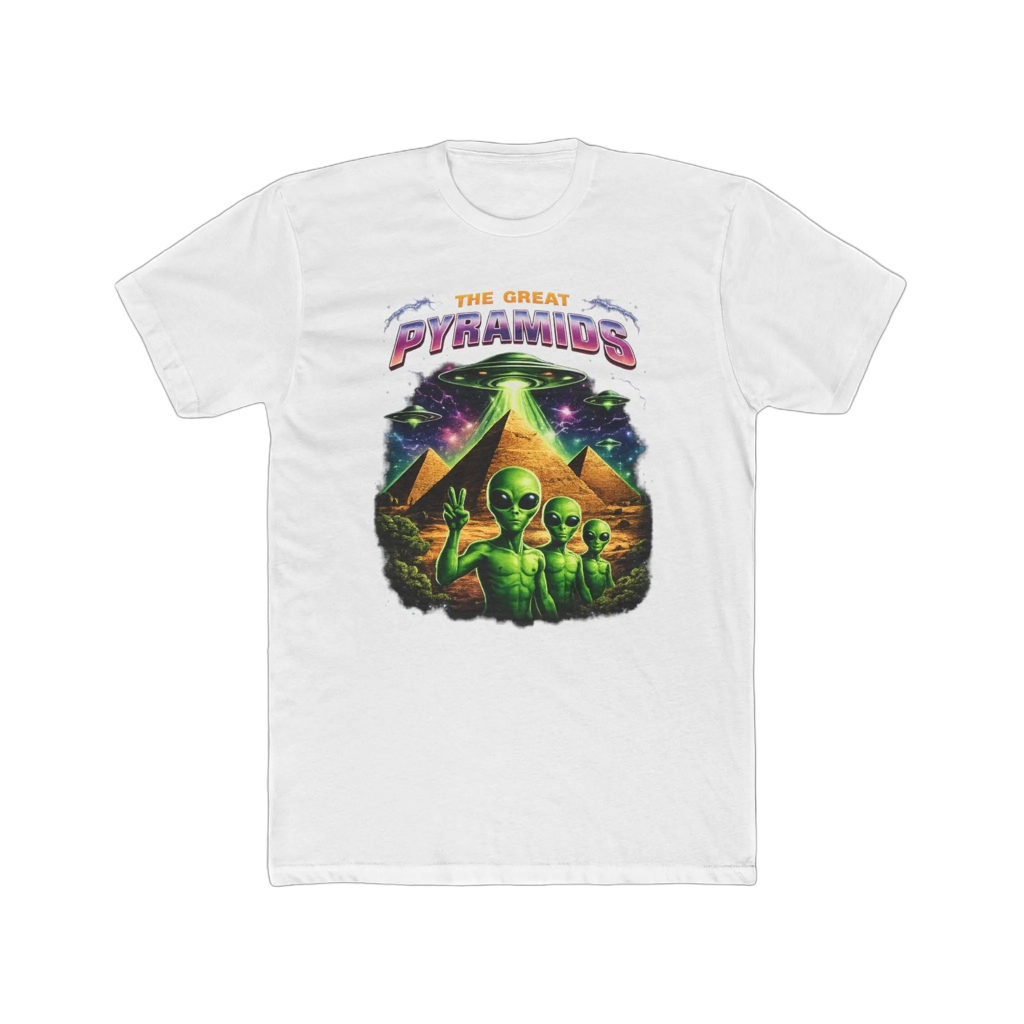 Alien Pyramids Graphic Tee — "The Great Pyramids" Retro Sci‑Fi T-Shirt